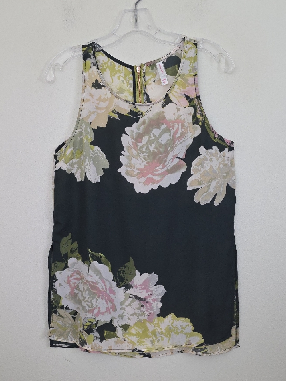 Xhilaration Black, Pink & Cream Sleeveless Tunic Top M